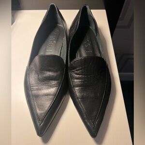 Aeyde Black Pointed Leather Flats